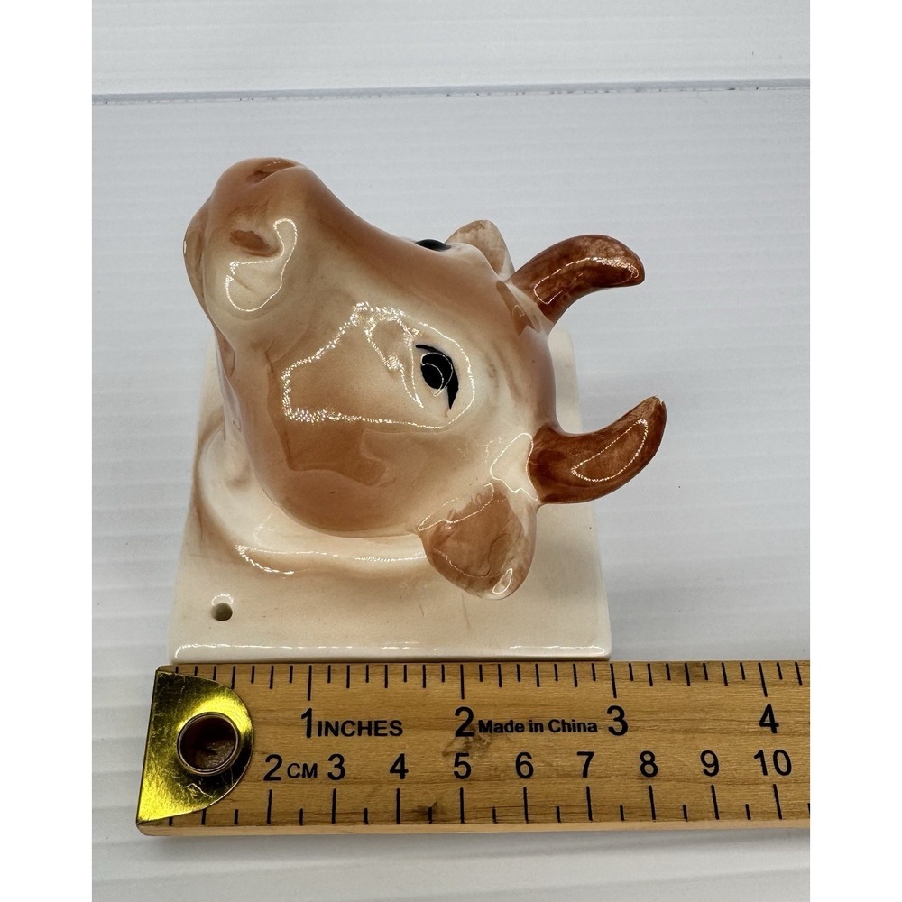 Vintage Ceramic Cow Bull Head Wall Hook Towel Apron Hanger Farmhouse Decor - Picture 9 of 12